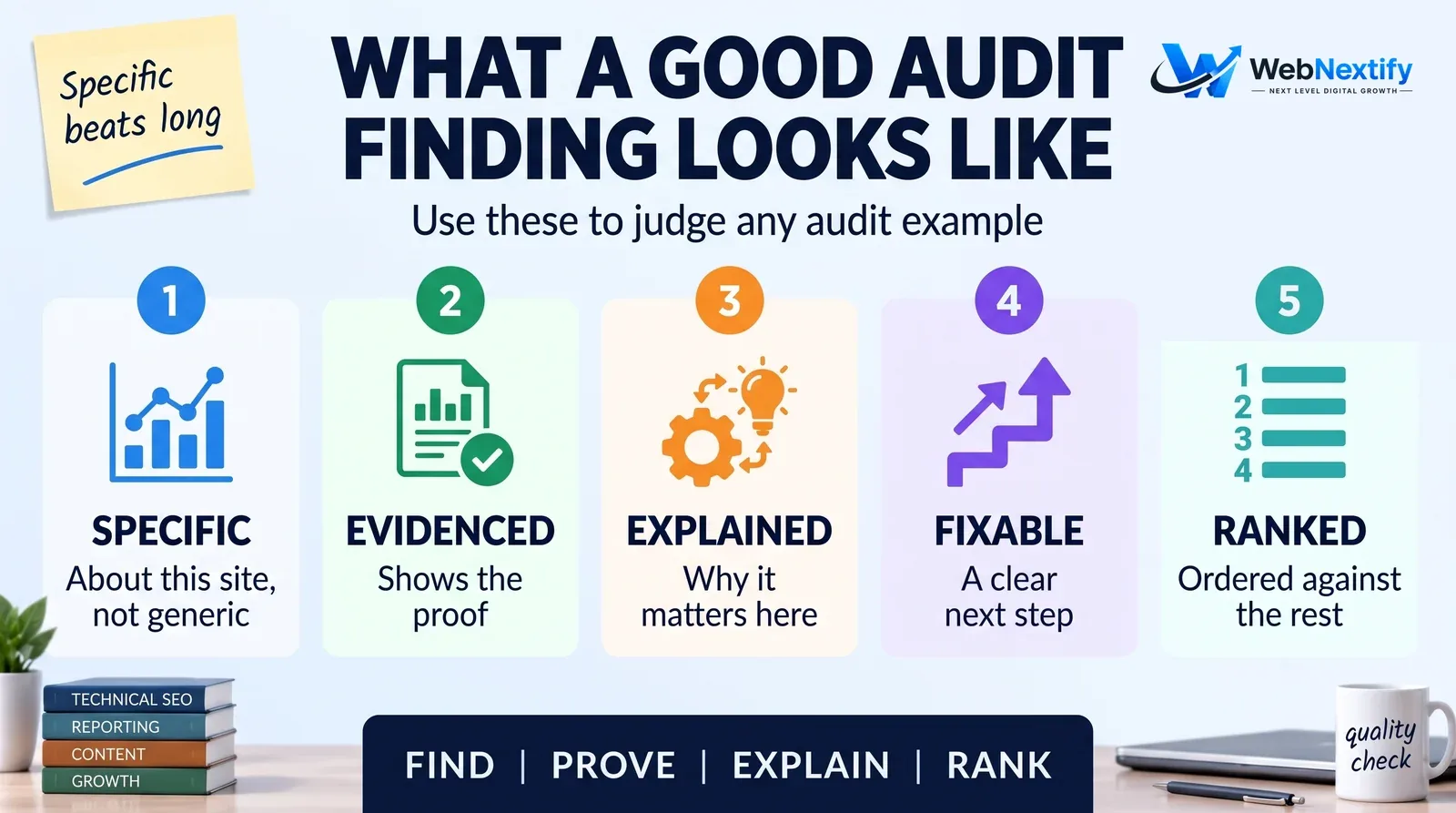 Five qualities of a good SEO audit finding
