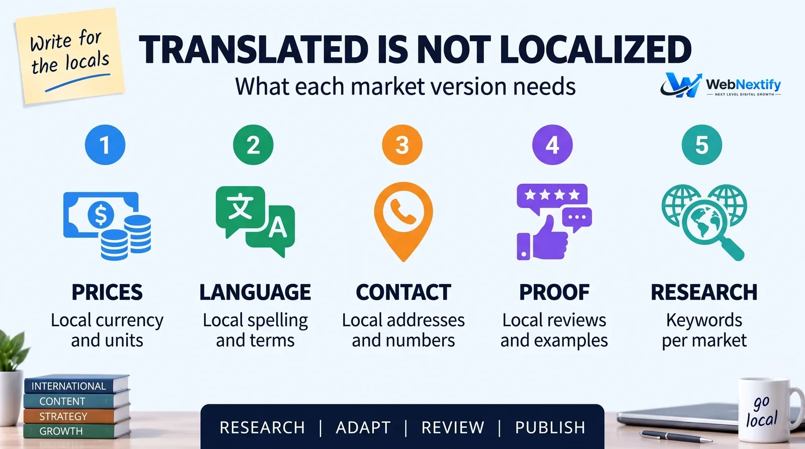 Five things each localized market version of a website needs