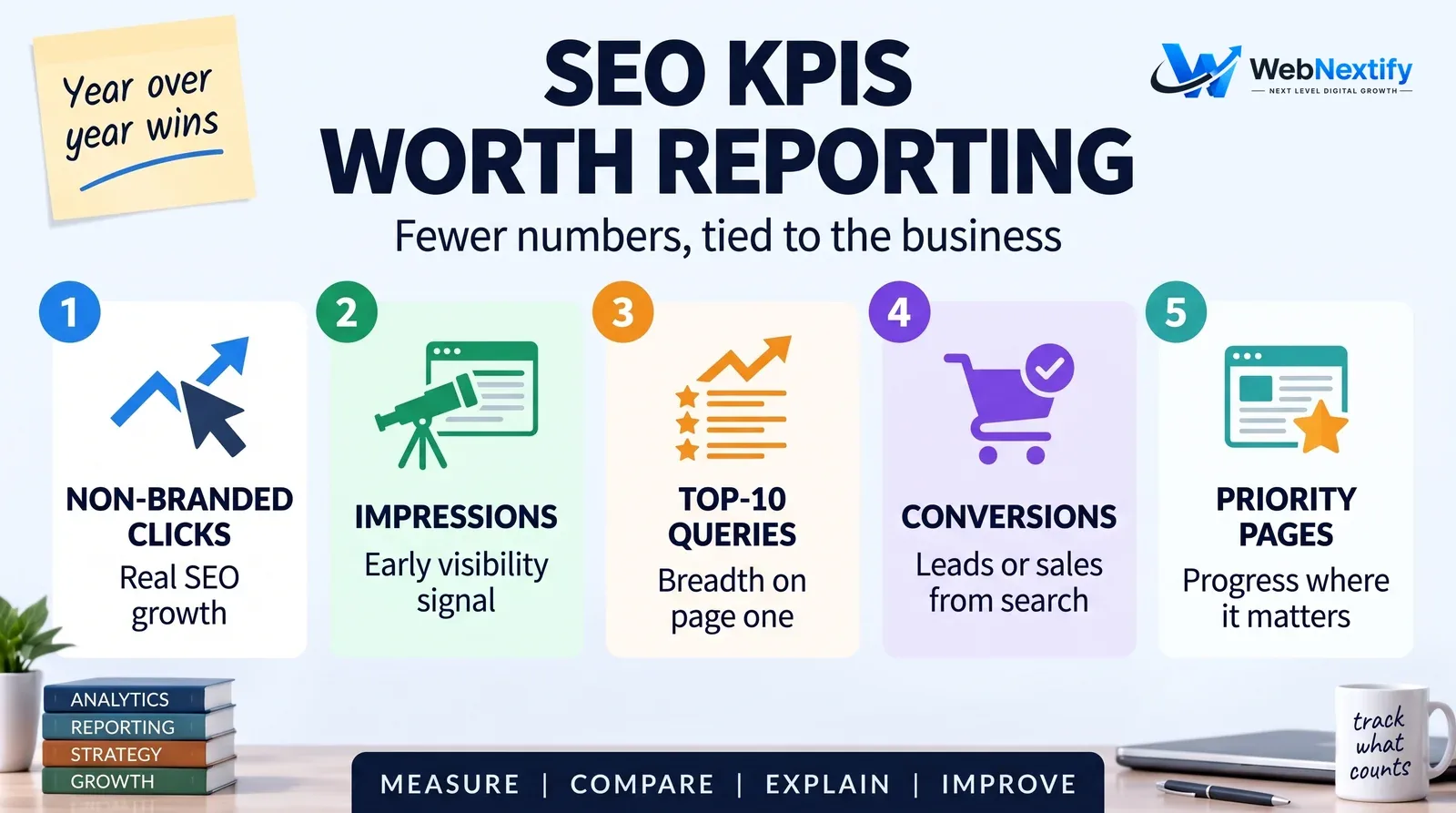 Five SEO KPIs to report each month