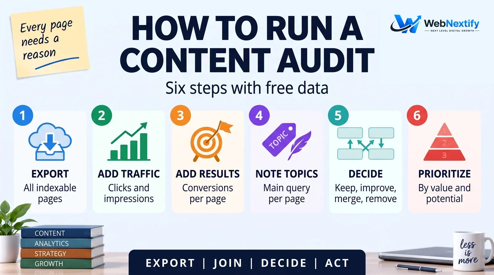 Steps to run a content audit with free data