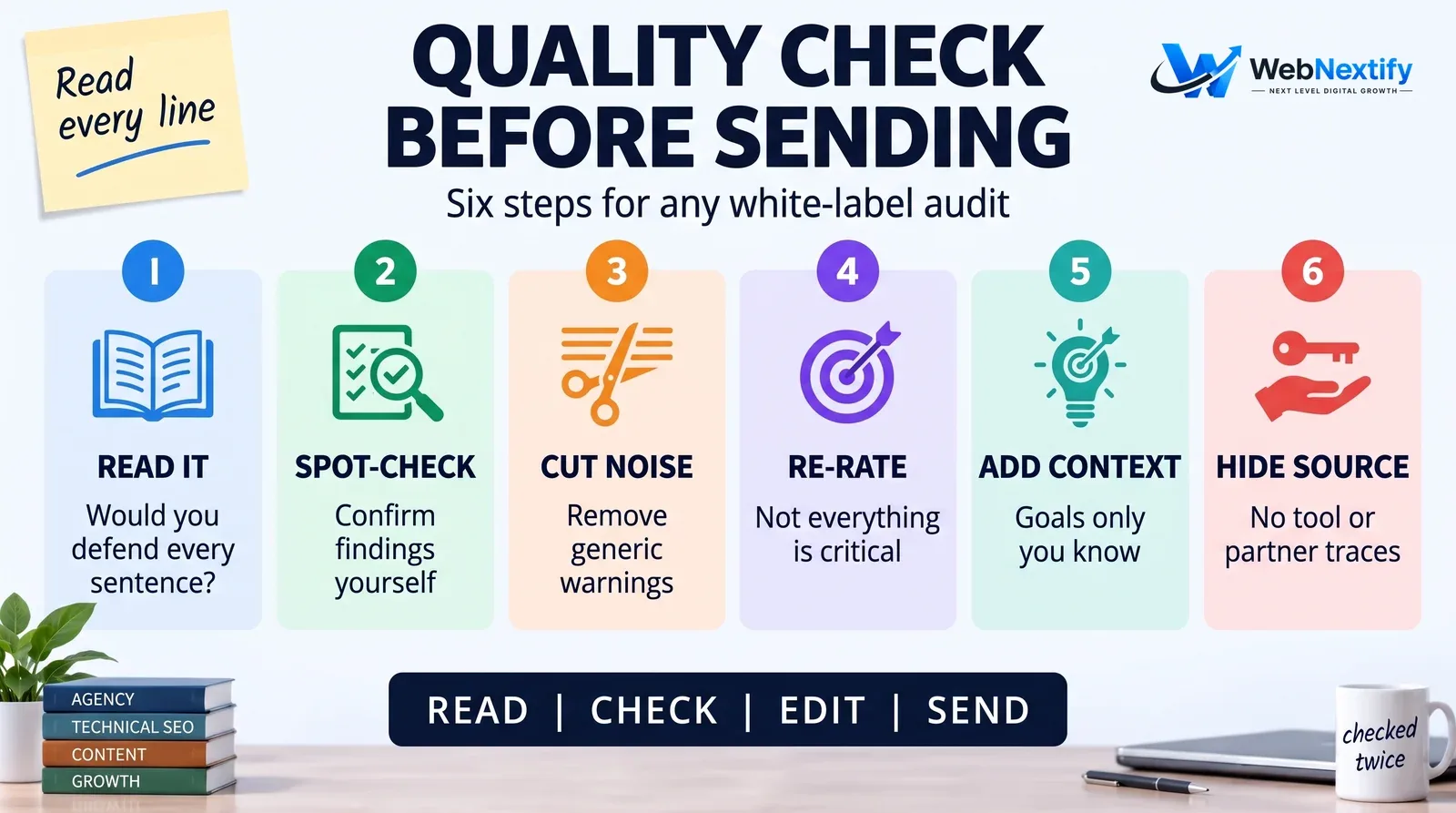 Six quality checks before sending a white-label SEO audit to a client